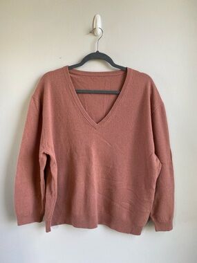 Cashmere relaxed V-neck sweater Rose Taupe
